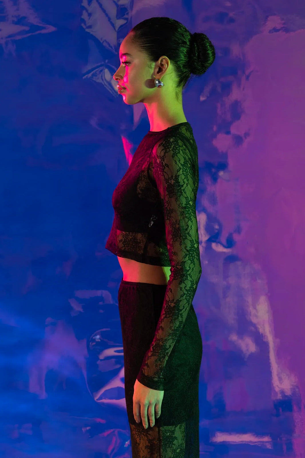 Sheer Black Lace Crop Top