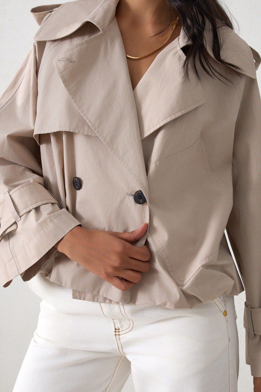 Cropped Double‑Breasted Trench Jacket