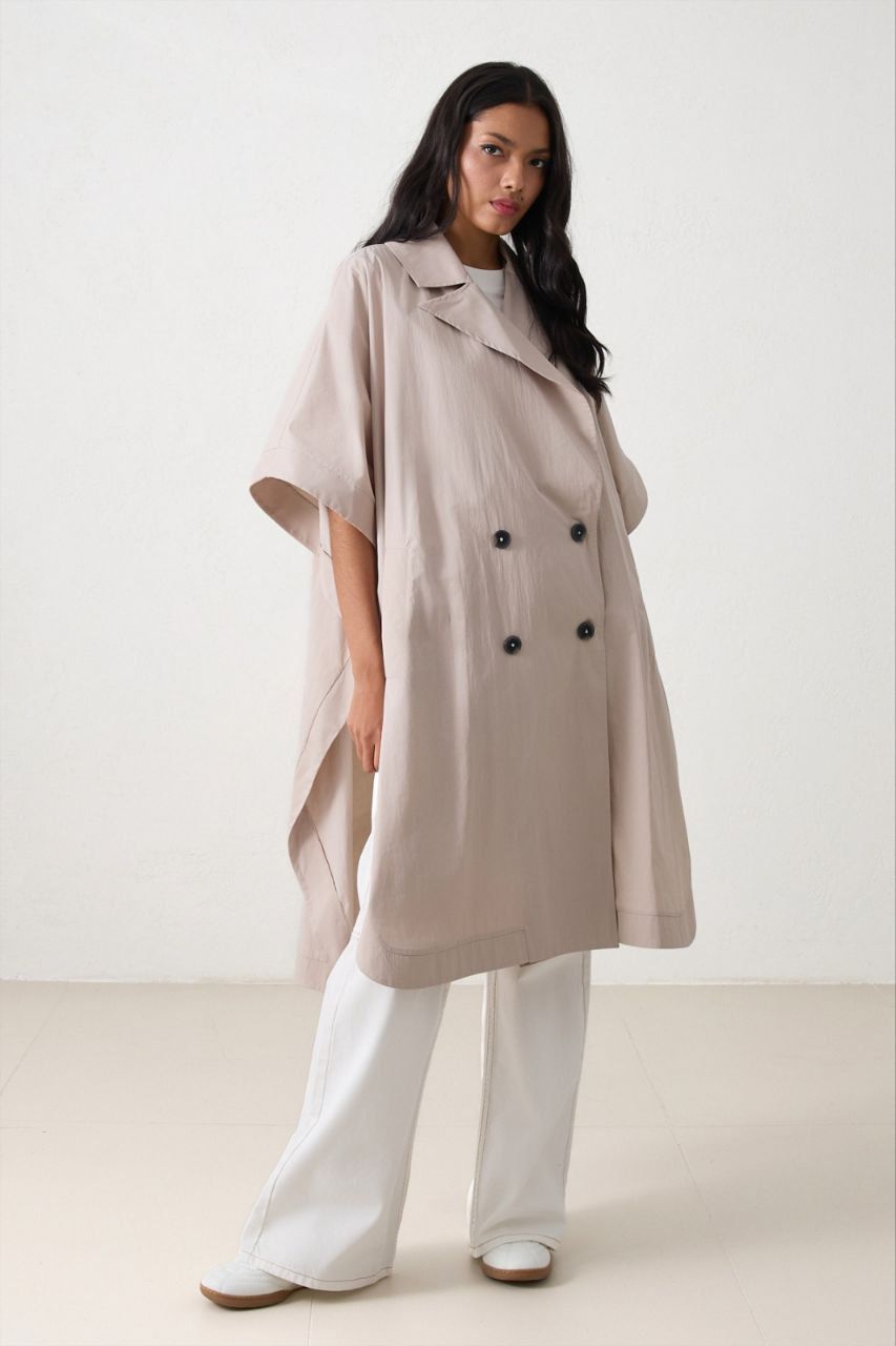 Driftwood Short‑Sleeve Cape Trench
