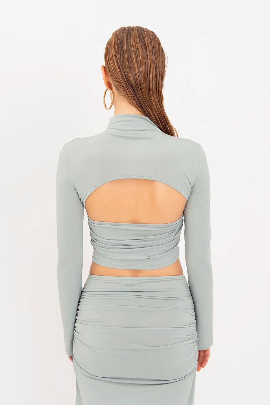 Mint Green Ruched Cut-Out Set (2-Piece)