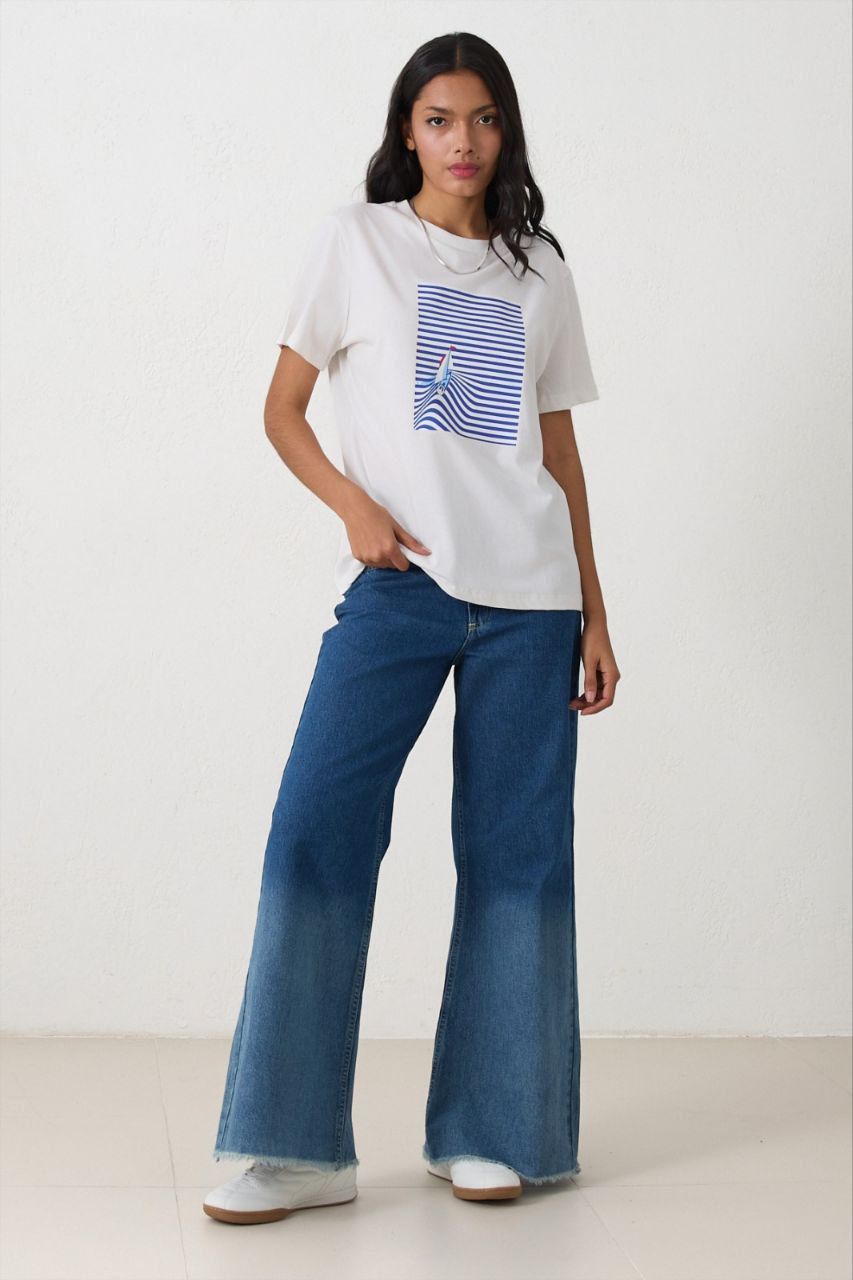 Ombre Wide‑Leg Denim Jeans