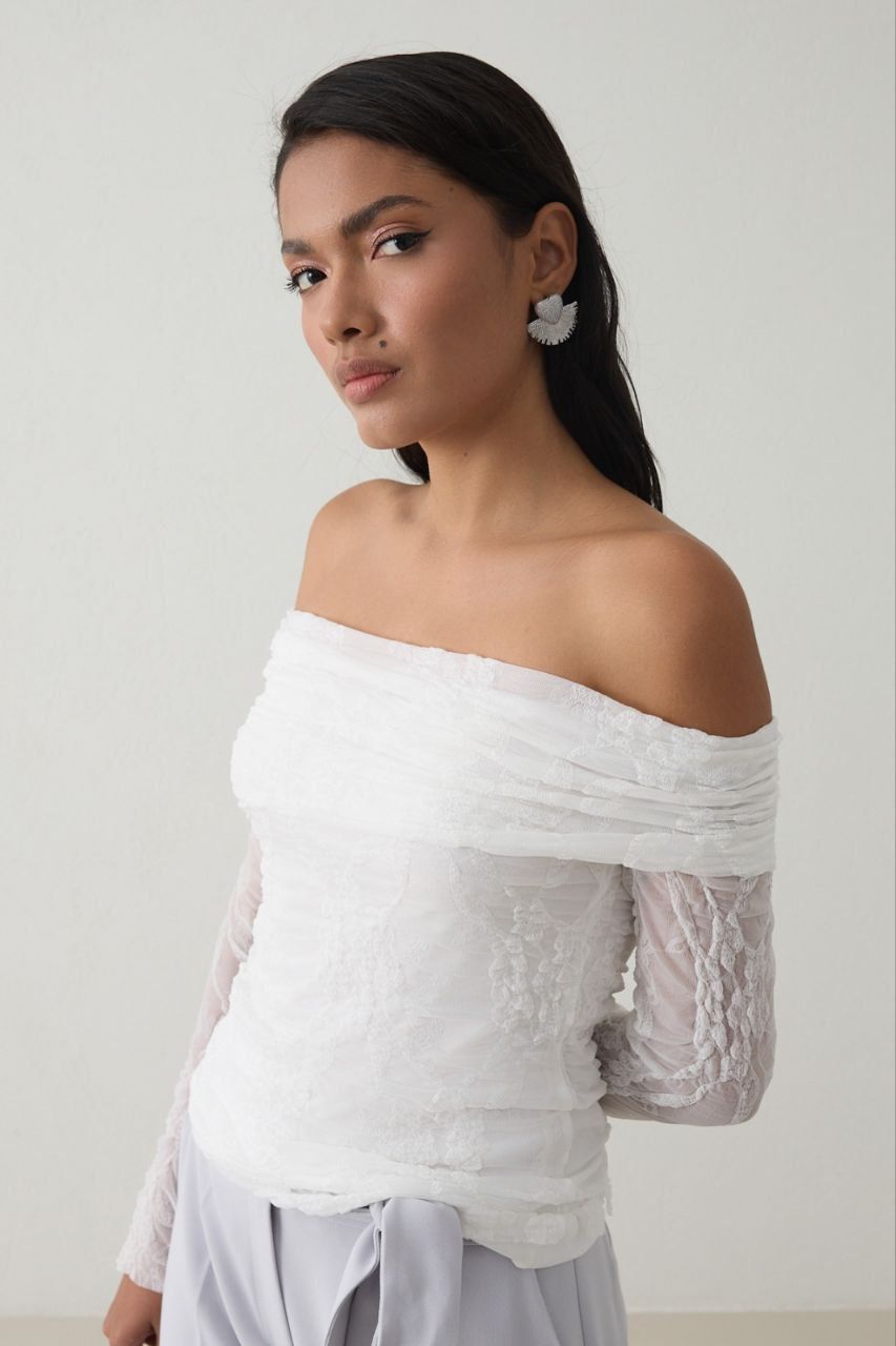 Lace Off-Shoulder White Top