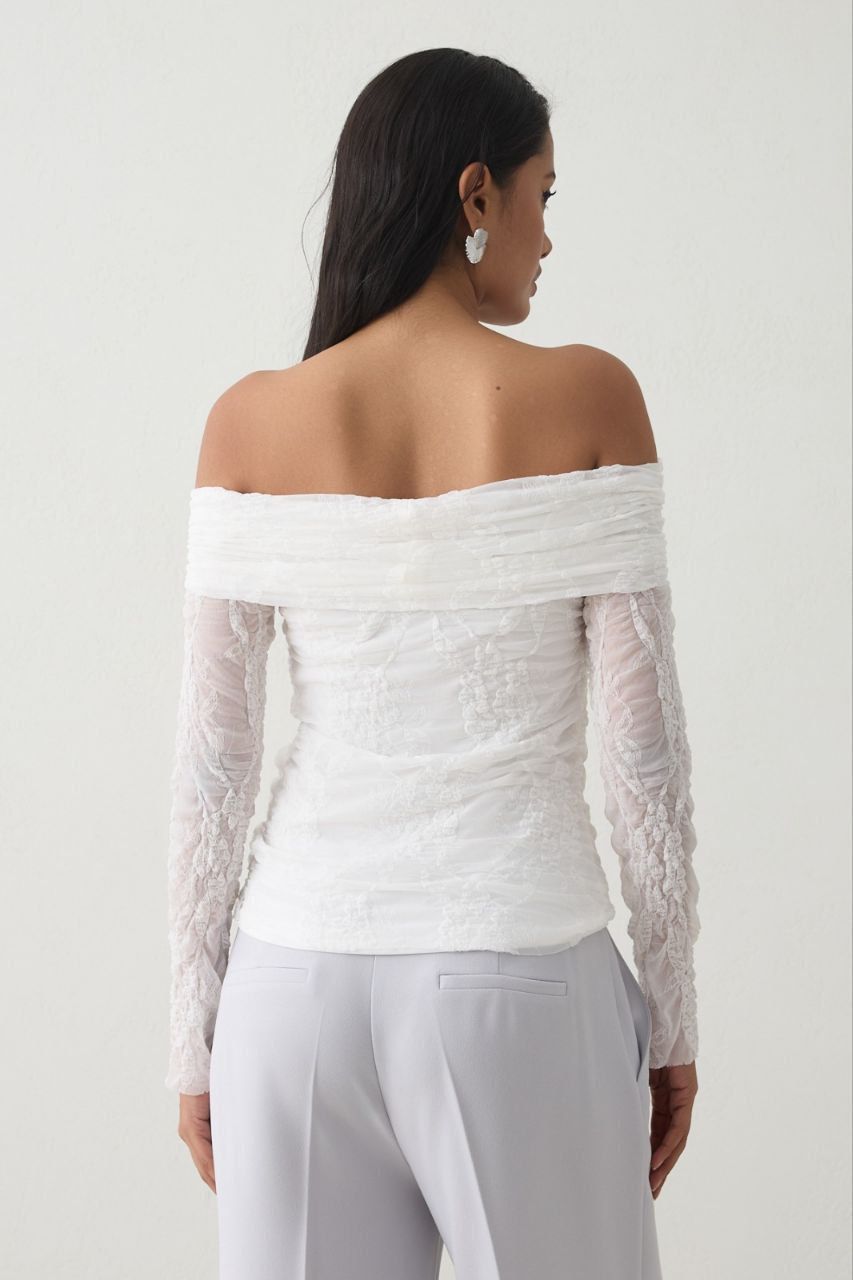 Lace Off-Shoulder White Top