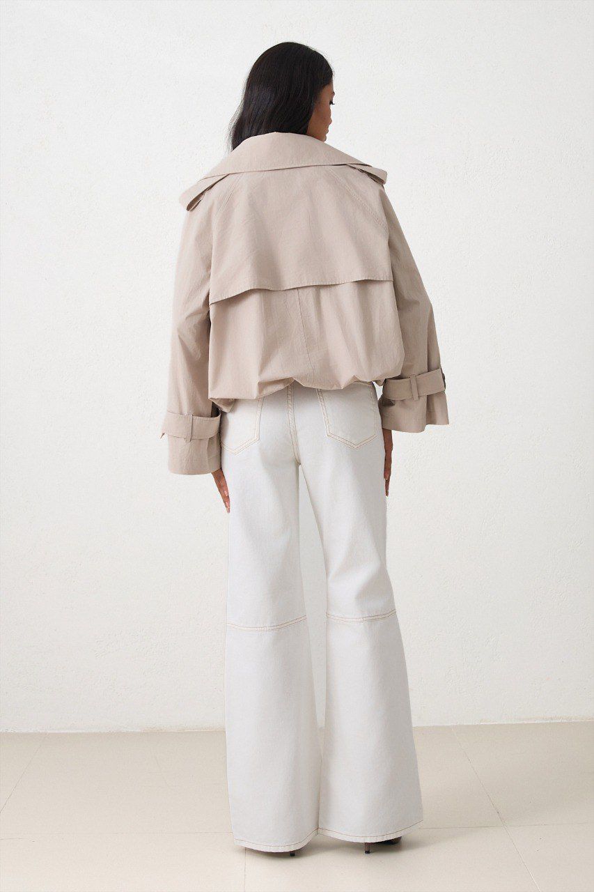 Cropped Double‑Breasted Trench Jacket