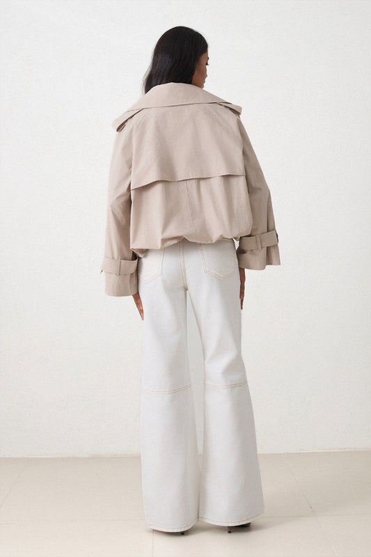 Cropped Double‑Breasted Trench Jacket