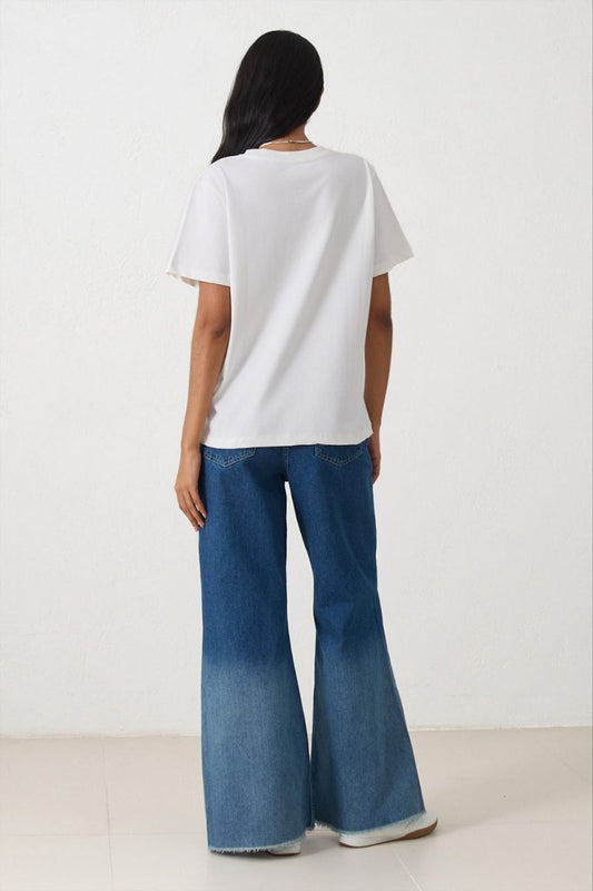 Ombre Wide‑Leg Denim Jeans