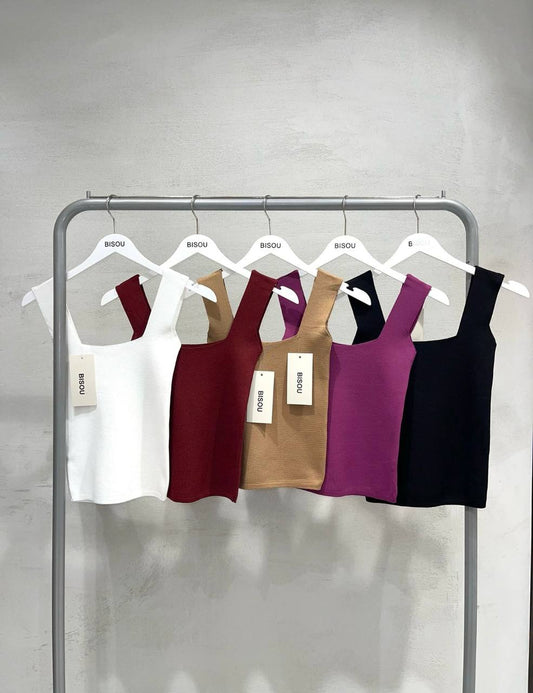 Essential Ribbed Square-Neck Tank