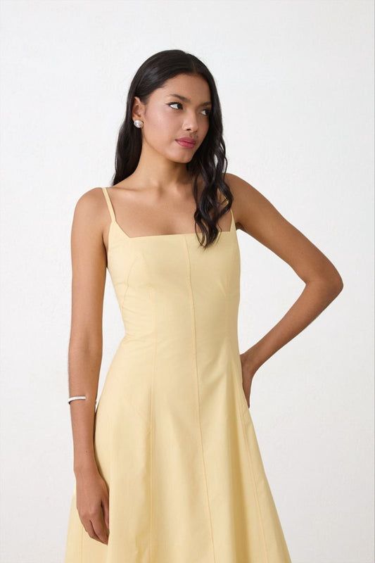Sunlit Square‑Neck Midi Dress