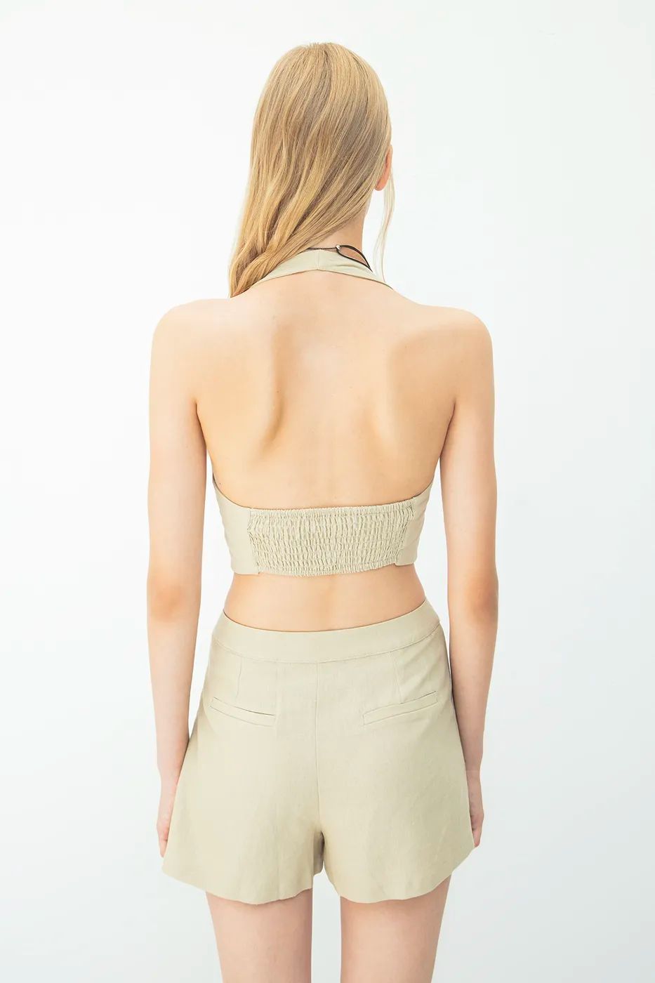 Linen‑Blend Button‑Front Vest & Shorts Set