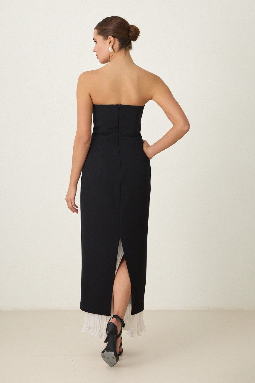 Strapless Pleated Hem Dress
