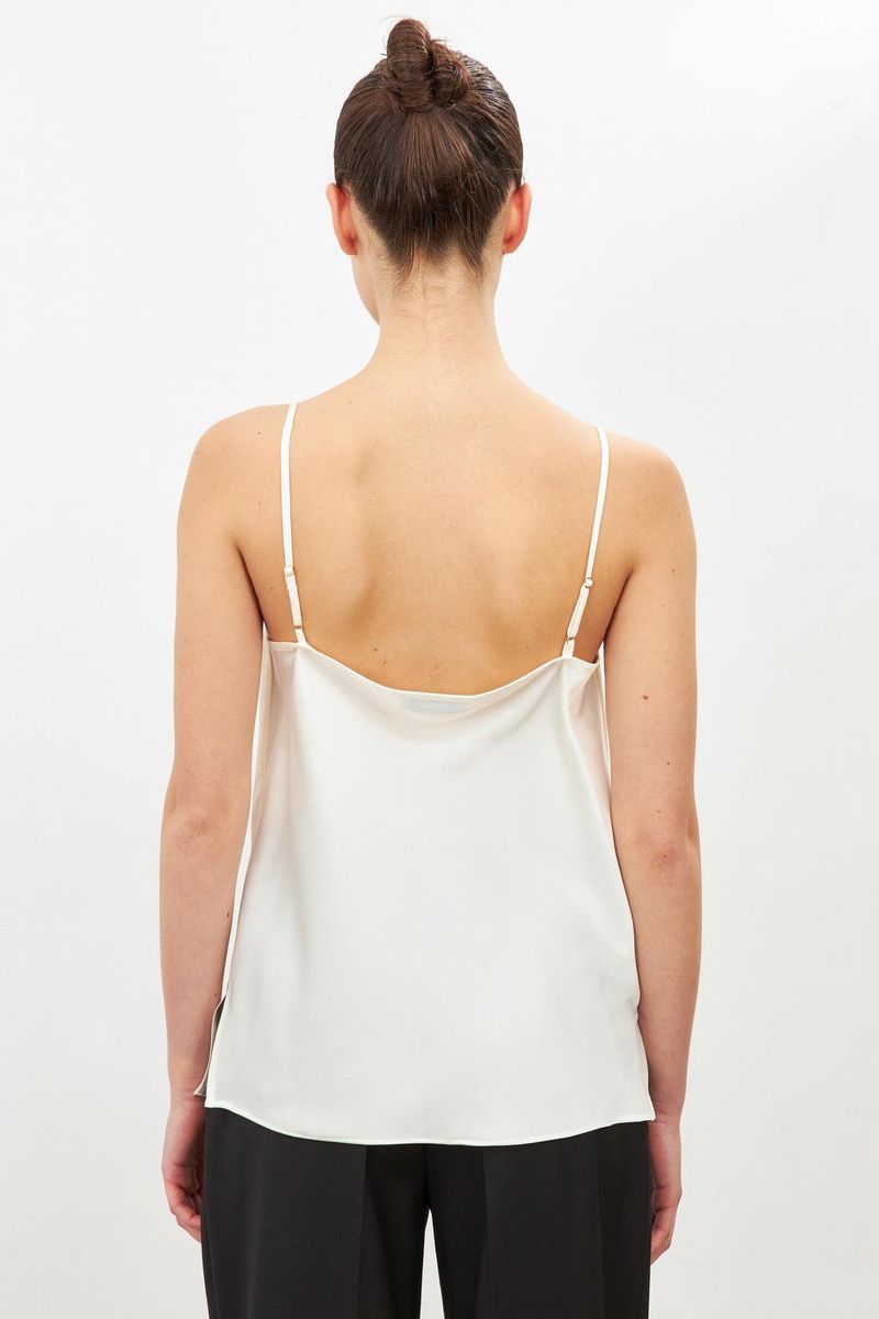 Satin Cowl-Neck Camisole – White & Black