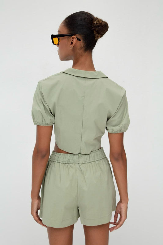 Pastel‑Green Knot‑Front Poplin Set