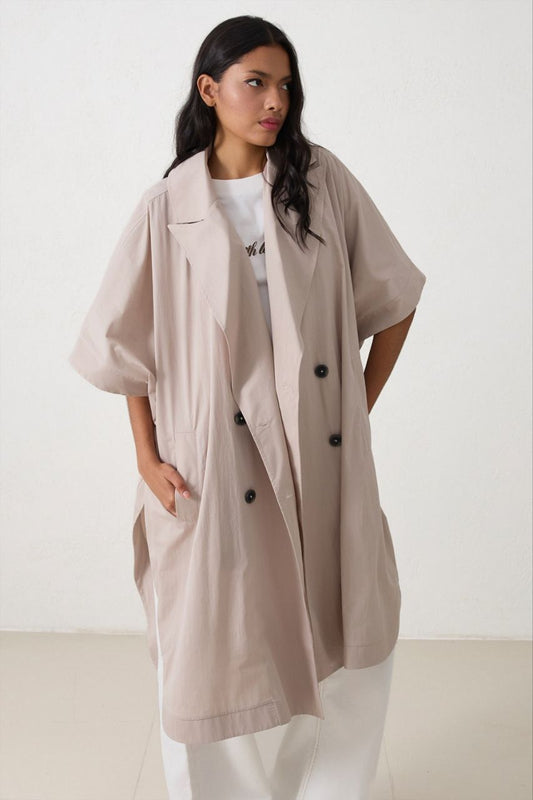 Driftwood Short‑Sleeve Cape Trench