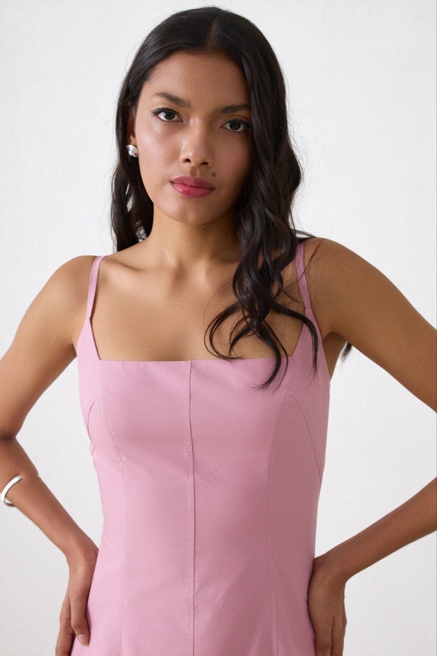 Sunlit Square‑Neck Midi Dress