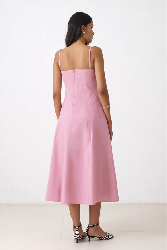 Sunlit Square‑Neck Midi Dress