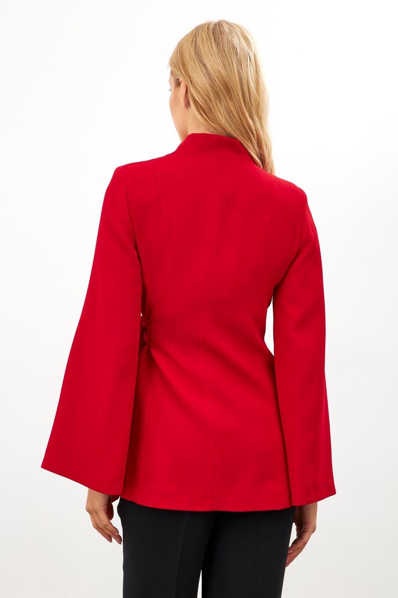 Bold Elegance Red Wrap Blazer