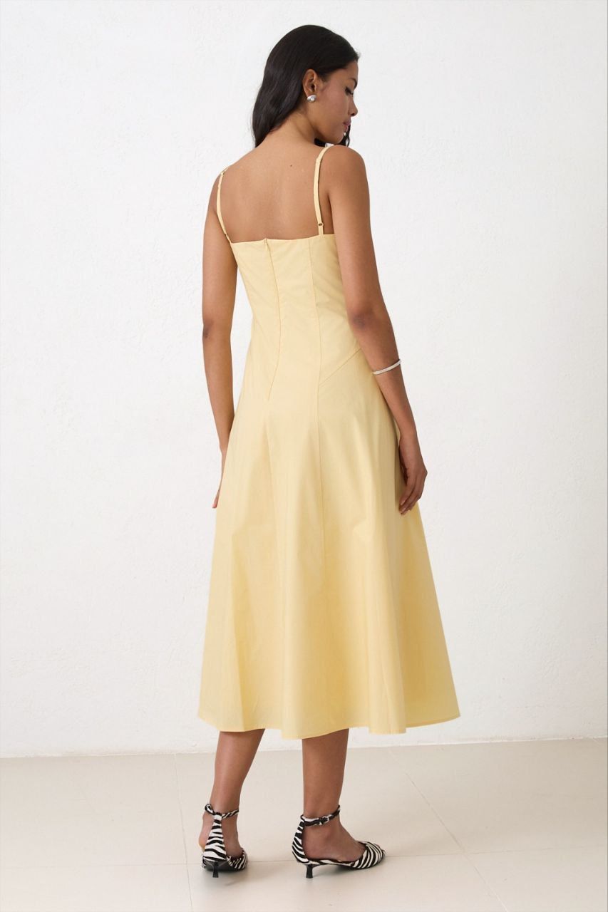 Sunlit Square‑Neck Midi Dress